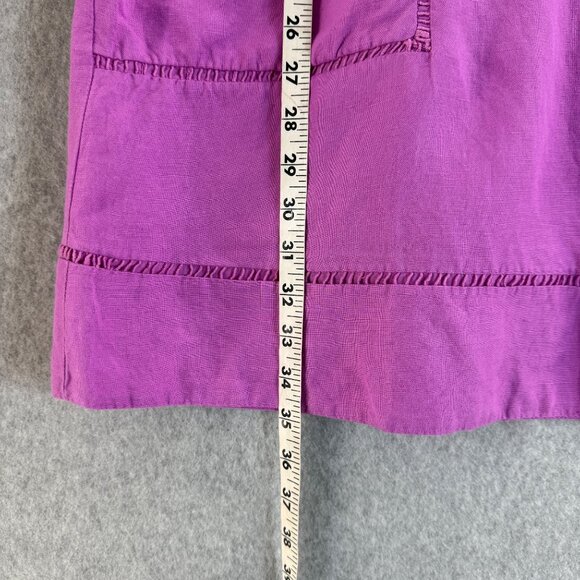 LOFT Purple Cutout Linen Blend Pocket Dress Tunic Womens Medium 3/4 Puff Sleeve - Picture 13 of 16